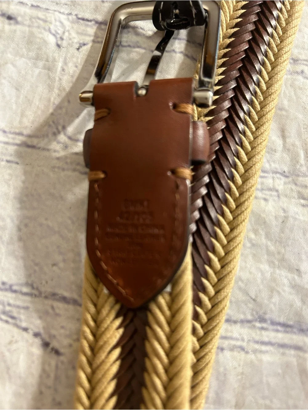 COLUMBIA COTTON WEBBING LEATHER TRIM BROWN/TAN ROCHESTER BROWN/TAN BELTS 42/44